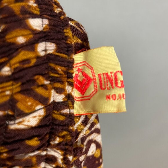 Batik Lounge Pants Brown Abstract Pattern Stretch Waist Ankles Boho Hippie - Picture 7 of 12